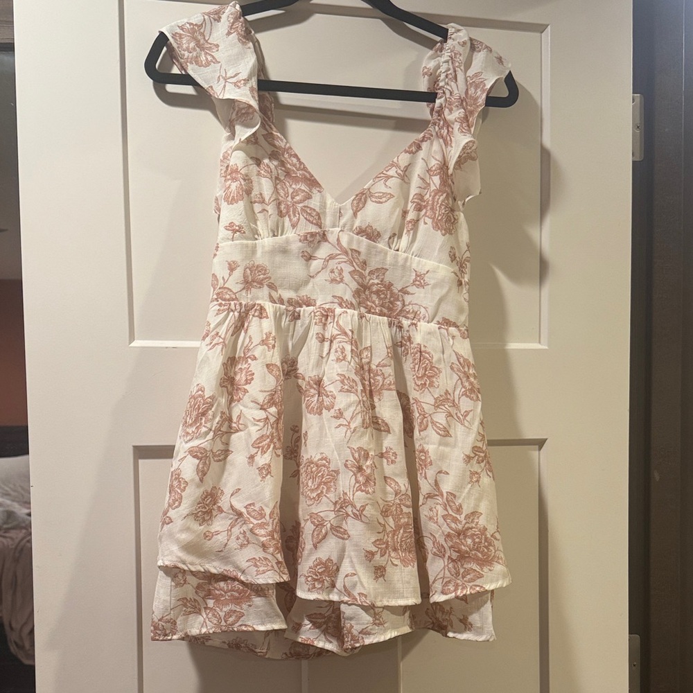Altar'd State Floral Dress romper in Cream and Dusty rose
